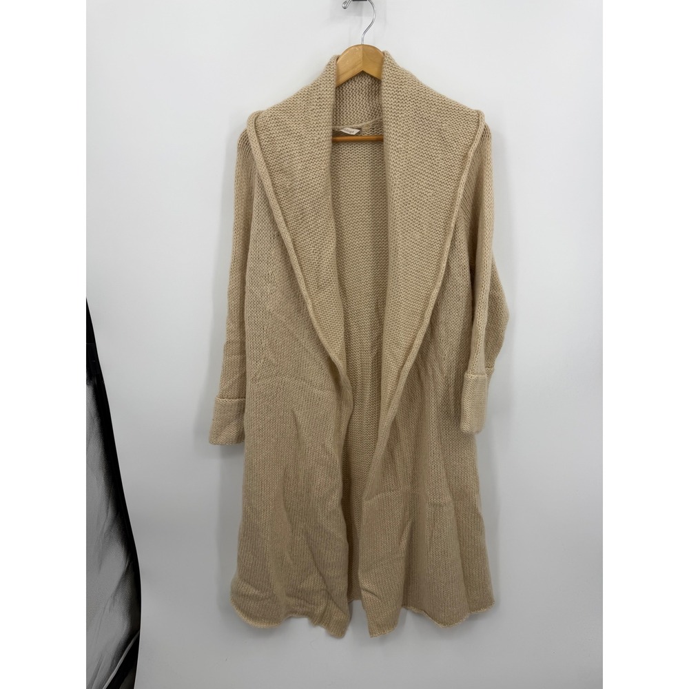 Soft Surroundings Telluride Open Front Cardigan sz M Beige Longline Shawl Collar